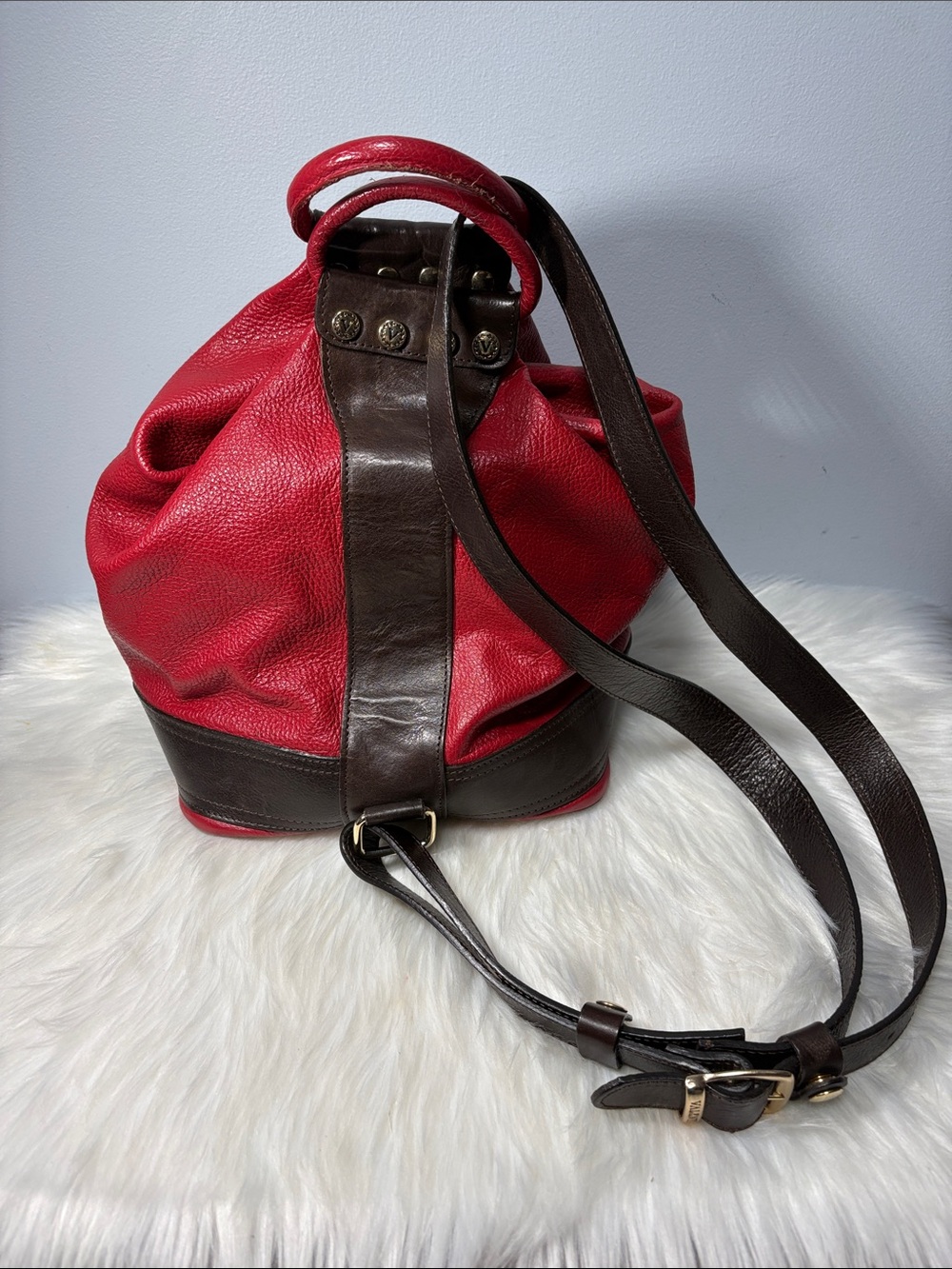 Valentina Italian Pebbled Leather Sling Bag Backpack Purse - Picture 5 of 16